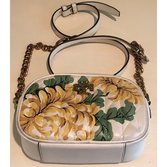 TORY BURCH Kira Flora Printed Leather Handbag Camera Quilted Crossbody - Picture 8 of 14